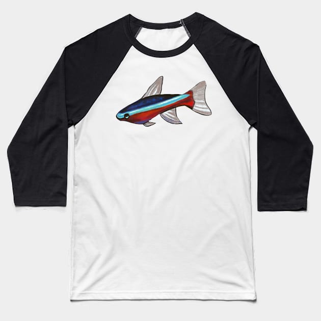 Neon Tetra Baseball T-Shirt by shehitsback